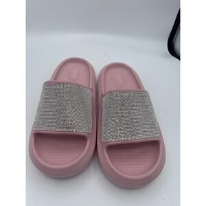 Rhinestone Embellished Slide Sandals, size 10